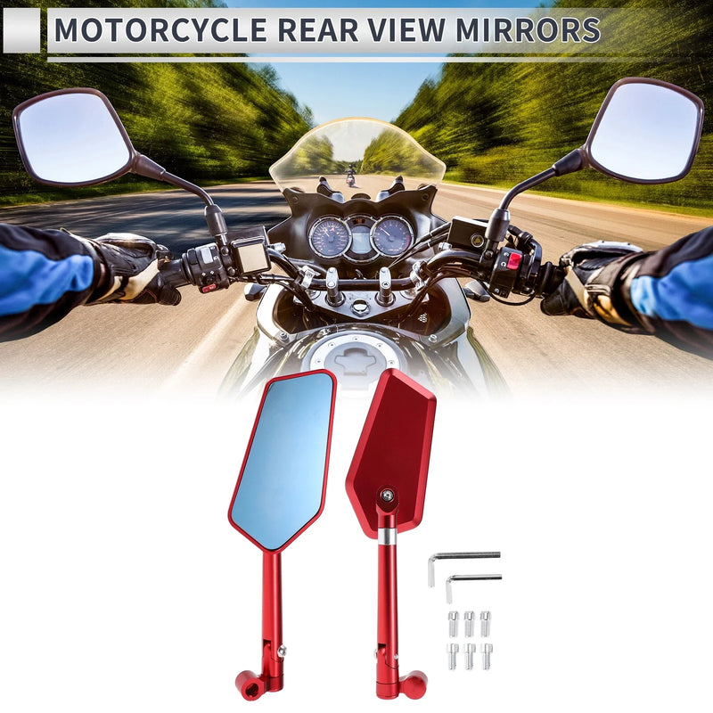 Motorcycle M8/M10 Rear View Mirror Handlebar Mirror Red Aluminum Alloy