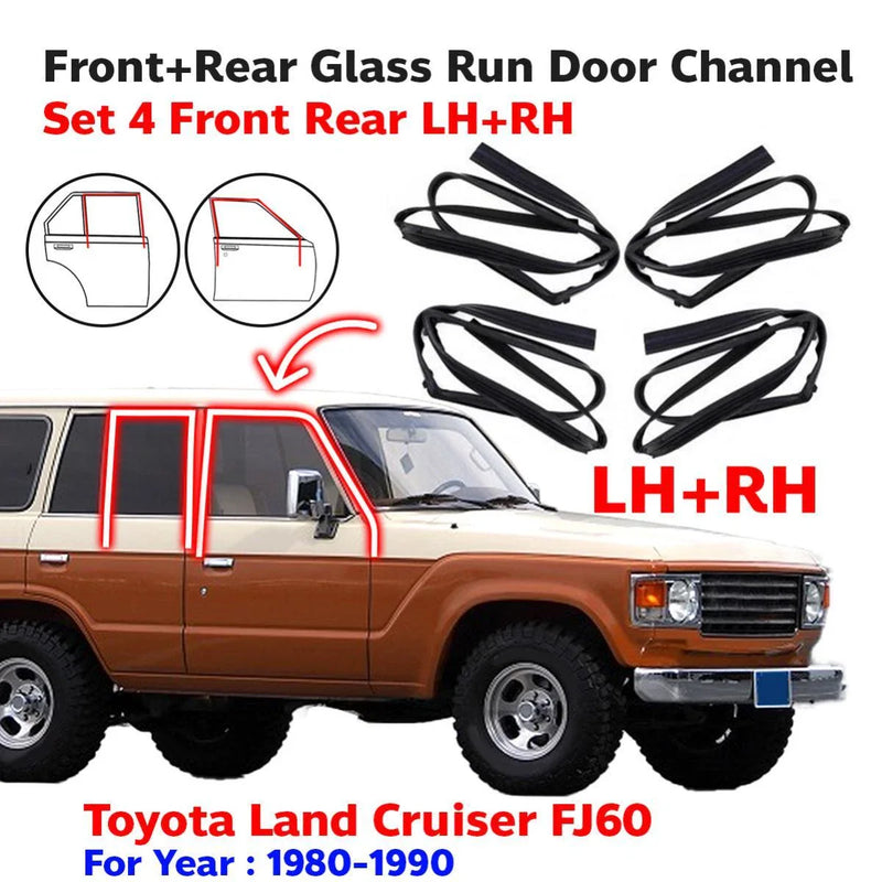 Set 4 Glass Run Door Channel Rubber Fits Toyota Land Cruiser BJ60 FJ60 FJ62 HJ60