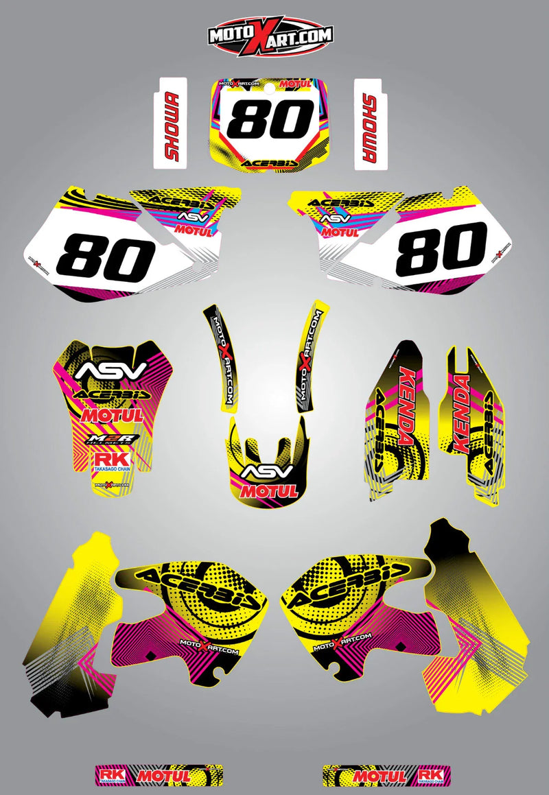 Suzuki RM 250 Neon Stickers Decals Custom Graphic Kit (1999-2000)