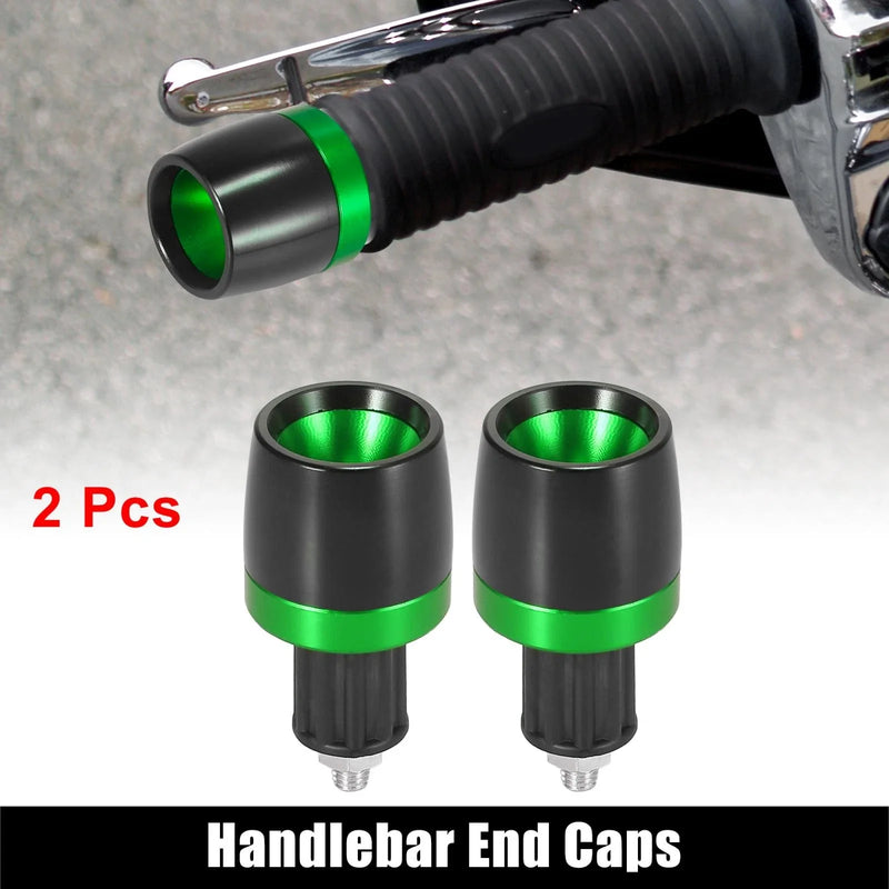 Motorcycle 2 x 18mm Handlebar End Caps Plug Bar CNC Aluminum Alloy Green