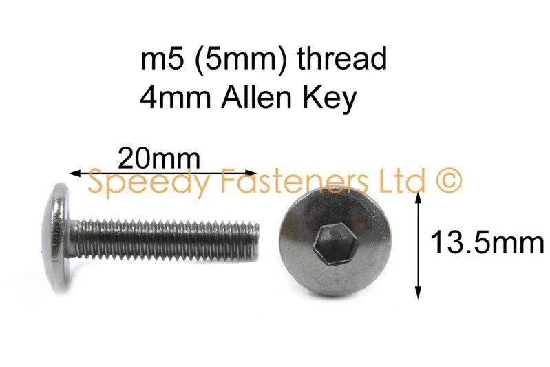 Kawasaki Yamaha 10x Tornillos M5 X 20mm Acero Inoxidable de Seta Cabeza