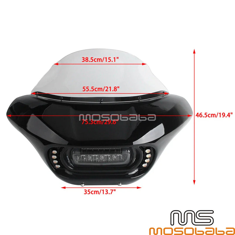 Harley Softail Fat Bob LED DRL Headlight Fairing Windshield (2018-2023)