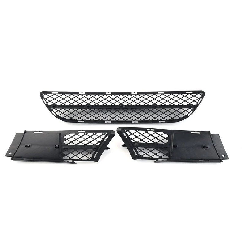 BMW 3 Series E90 E91 Black Front Lower Bumper Grilles Cover Set (2006-2008)