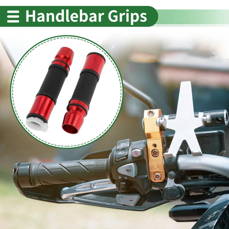 Motorcycle Handlebar Grips Aluminum Alloy Red 7/8" 22mm Hand Grips Cover