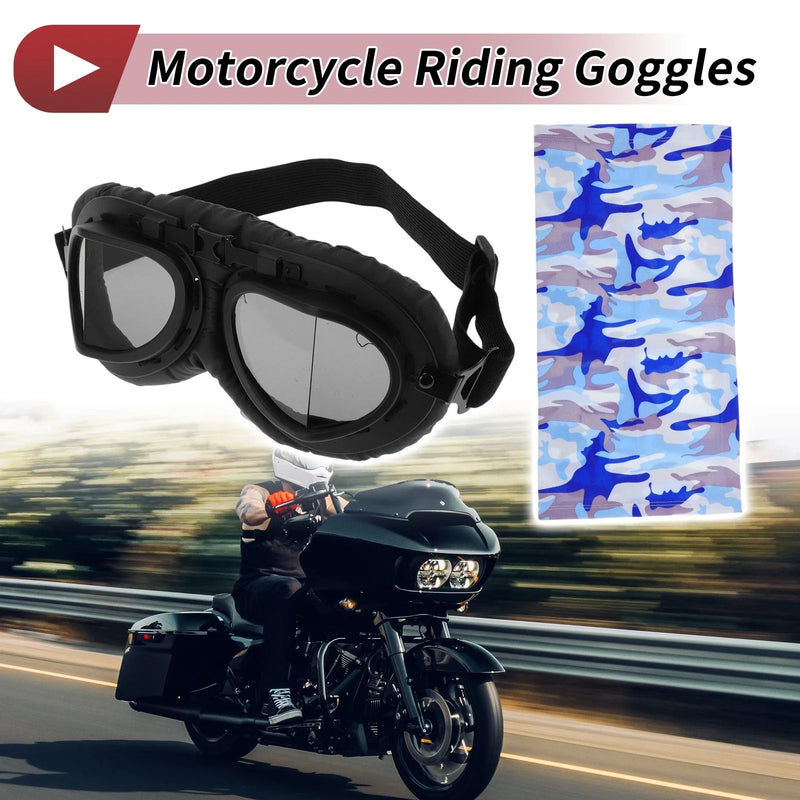 Make Set Motorcycle Goggles Black Lens Black Frame PC Cycling Sunglasses