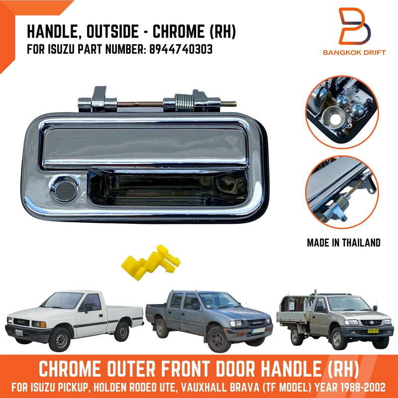 Holden Rodeo Ute RH Chrome Outside Front Door Handle (88-02)