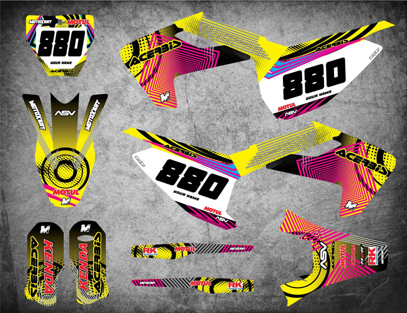 Husqvarna TC 125 (2016-2018) NEON Style Stickers Custom Graphics Full Kit