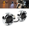Harley - 1157 Fire Ring Chrome Housings Amber LED Turn Signal Lights