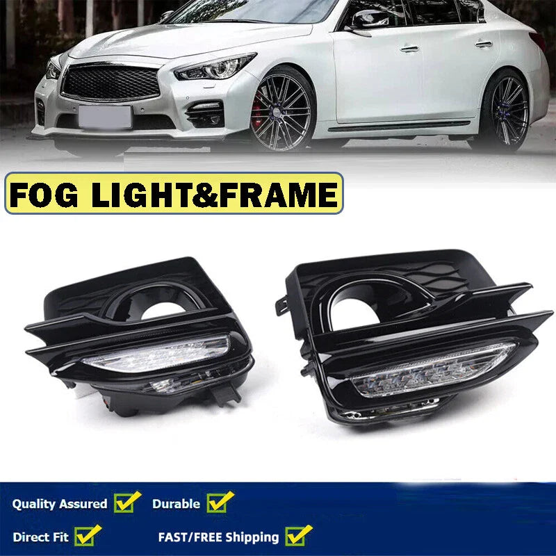 Infiniti Q50S Sport LED Fog Turn Signal Light + Bezel Cover (2014-2019)