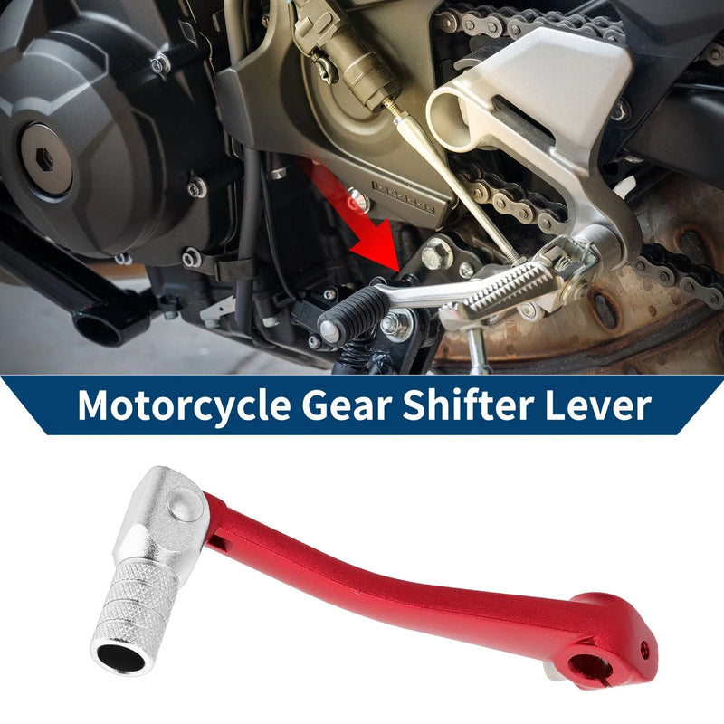 Bosuer 125 Red Silver Tone Head Folding Gear Shifter Lever