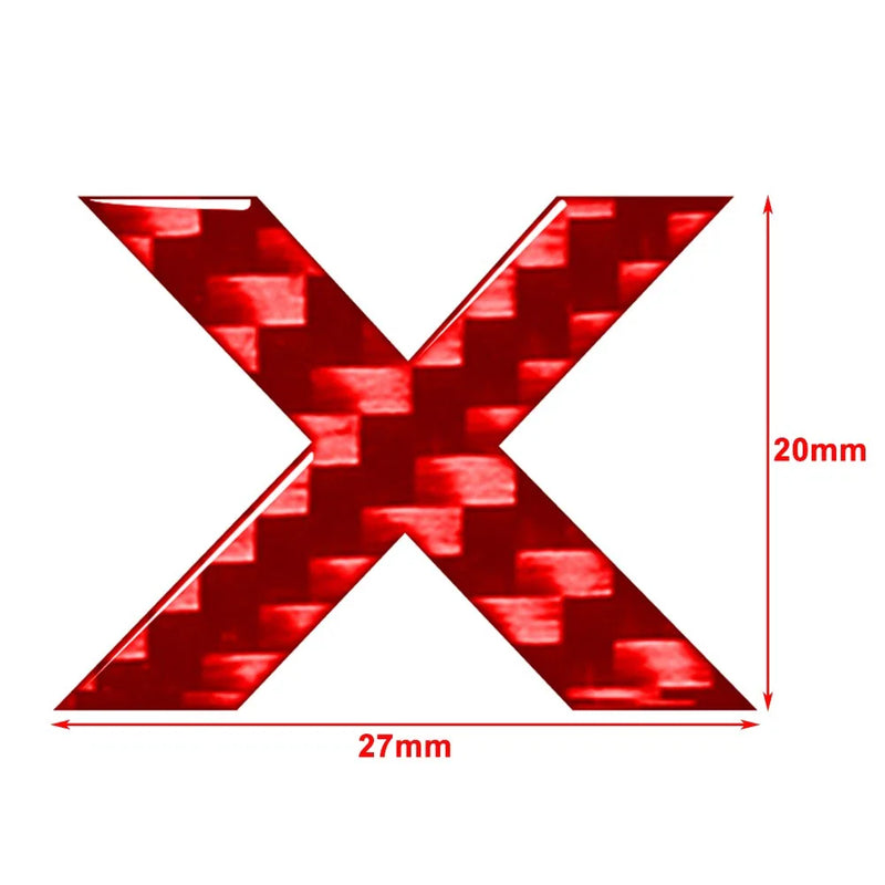 Car Badge Emblem Carbon Red X Letter Decals Stickers