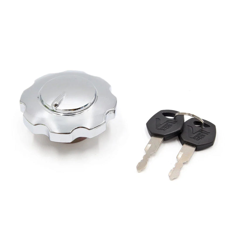 CG125 Silver Tone Metal Gas Cap Lock Cover 2 Keys