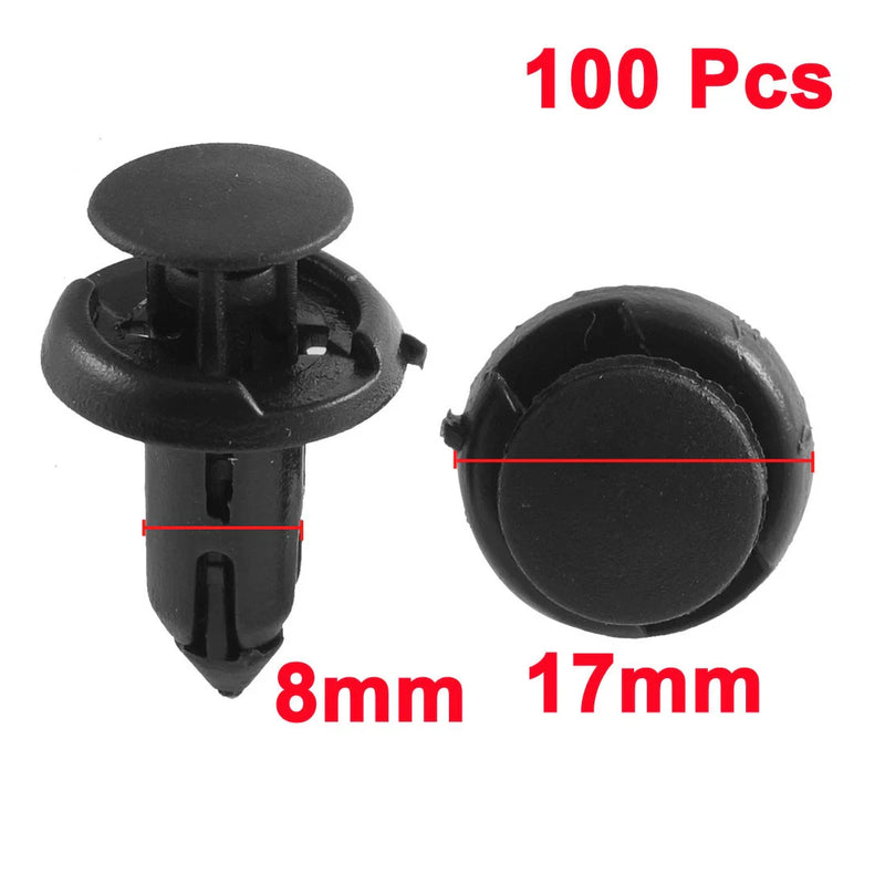 Toyota 100 Pcs Black Plastic Bumper Push-Type Fasteners