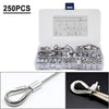 Wire Rope Cable Thimbles 250 Pcs Crimping Loop Sleeve Assortment Kit