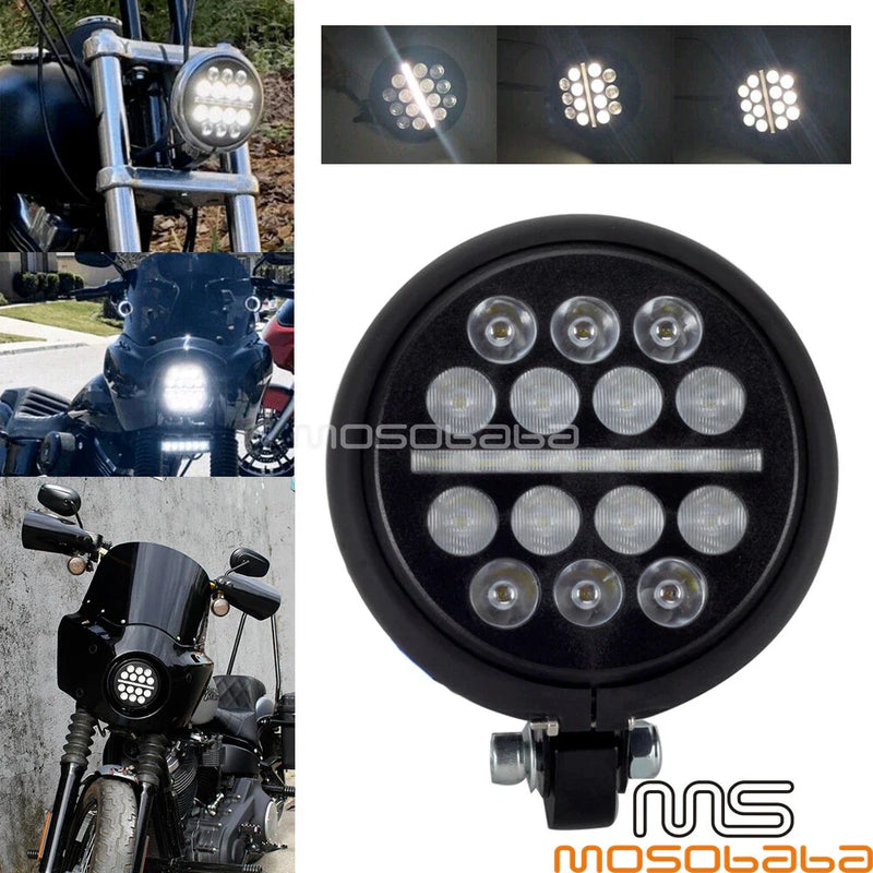 Harley Dyna Softail Sportster 5.75'' LED DRL Headlight Lights w/ Bucket