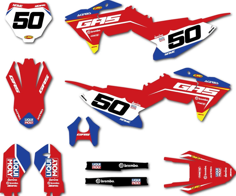 Gas Gas MC 50 (2024-2026) Milan Red Stickers Custom Graphics Kit