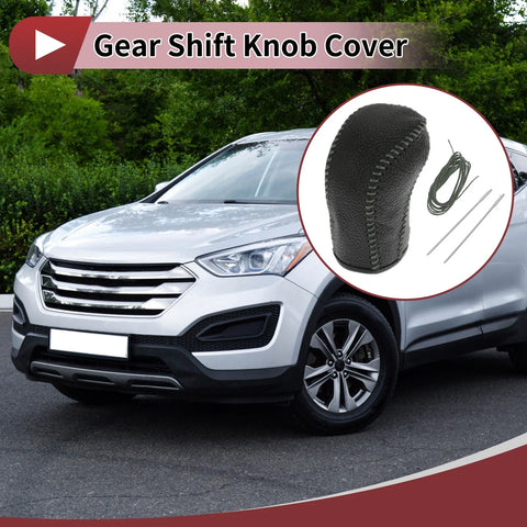 Hyundai Tucson 2015-2018 Black Grey Faux Leather Car Gear Shift Knob Cover