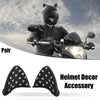 Helmet Decoration Black Pair Motorcycle Self Adhesive TPU Cat Ears Shape
