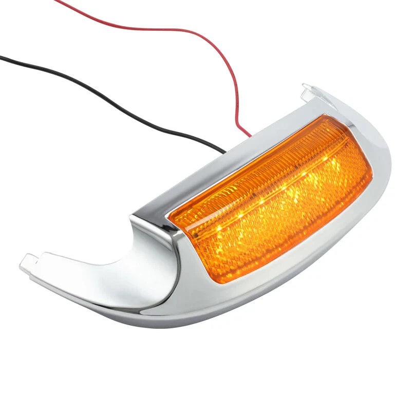 Harley Electra Glide FLHT Chrome Front Fender Tip Orange Light (2014-2022)