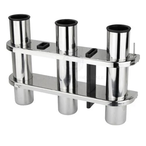 Rod Holder 3 Rods Knife Plier & Storage Shelf Stainless 343mm x 235mm x 76mm