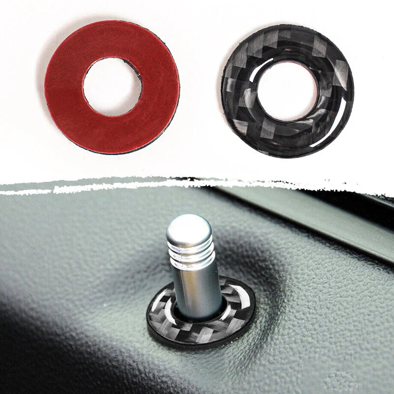 Dodge Challenger Real Carbon Fiber Interior Door Lock Pin Ring Trims (2008-2014)