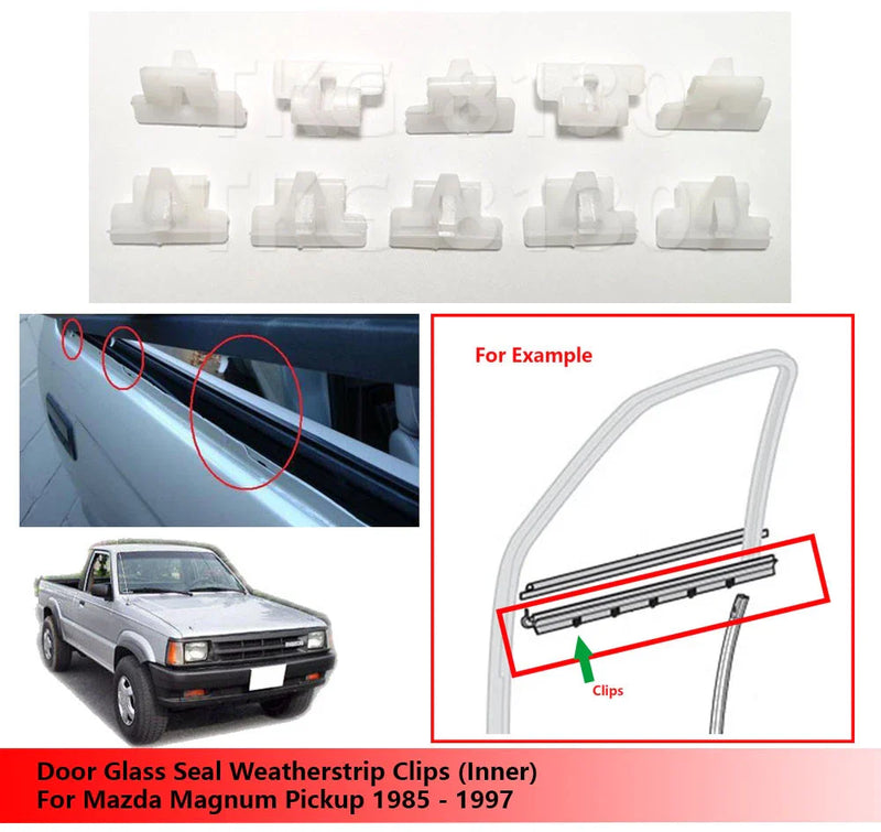 Mazda Magnum 10 x Door Glass Seal Weatherstrip Clips (1985-1997)