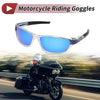 Motorcycle Riding Goggles Blue Lens Transparent Frame Tri-acetel Cellulose