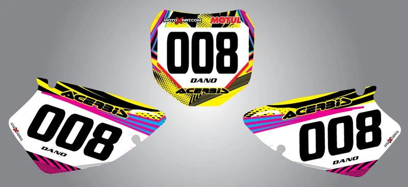 Yamaha YZ 250 Custom Neon Style Number Plates Stickers (1996-2001)