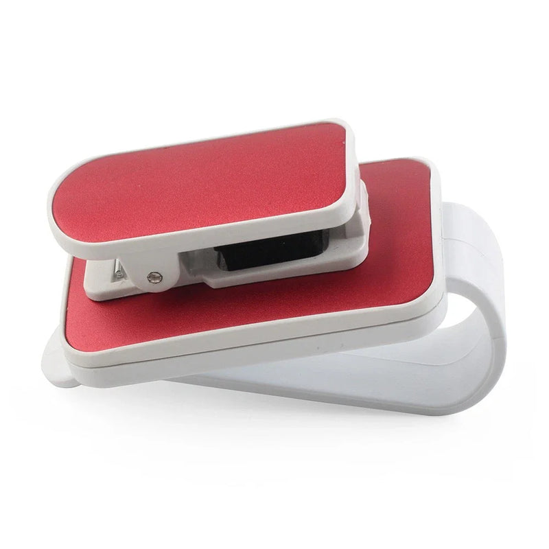 Car - Fits Glasses, Sunglasses, Cards - White / Red Sun Visor Clip Holder