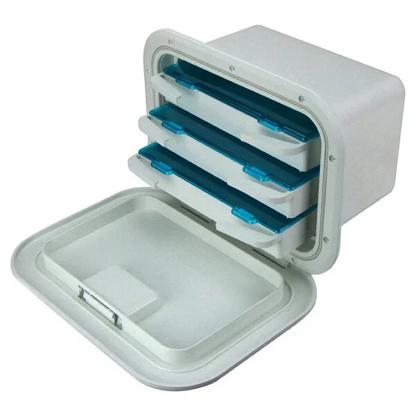 Boats / Caravan, 3 Tray, Sealed Lid Fishing Tackle Storage Box Tray