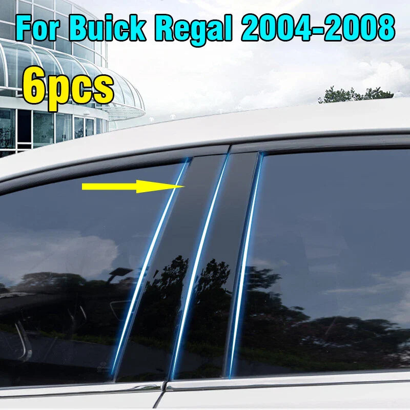 Buick Regal 6PCS Glossy Black Window Pillar Posts Trim Cover (2004–2008)