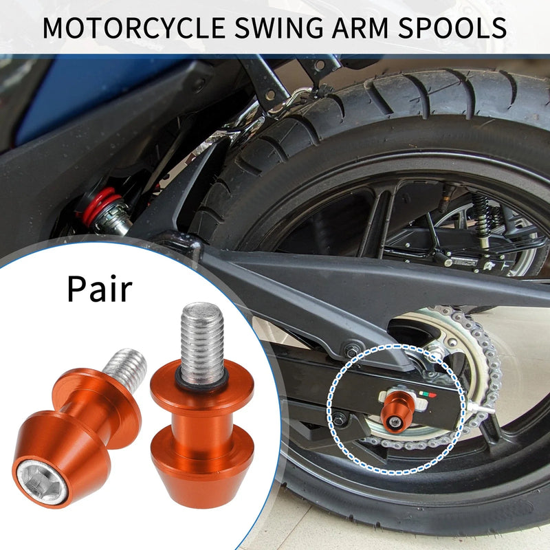 Motorbike 1 Pair Swingarm Spools 10mm CNC Swing Arm Sliders Stand Orange