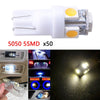 50PC Warm White T10 Wedge 5050 5SMD LED Dome Map License Light Bulbs