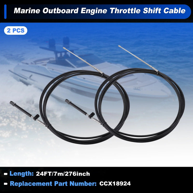 2 x Boat Throttle Shift Control Cable Outboard Remote Cable Black