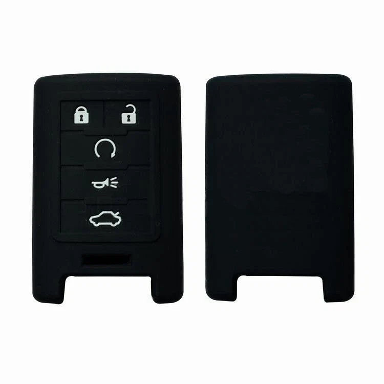 Cadillac ATS CTS XTS SRX 1Pc Black Silicone 5 Buttons Key Cover Chain Case