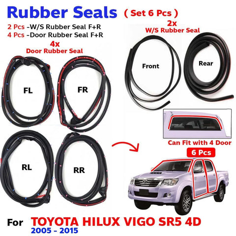 Windshield Door Rubber Seal Set 6 Fits Toyota Hilux Vigo SR5 4D Pickup 2005-15