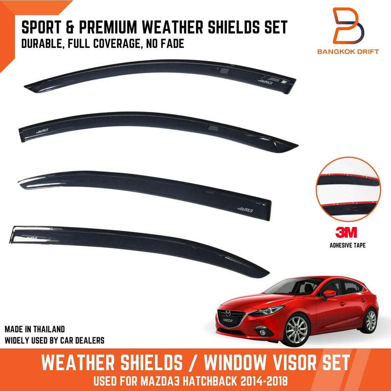 Mazda 3 Hatchback Weather Shield Window Visor Rain Guard (2014-2019)