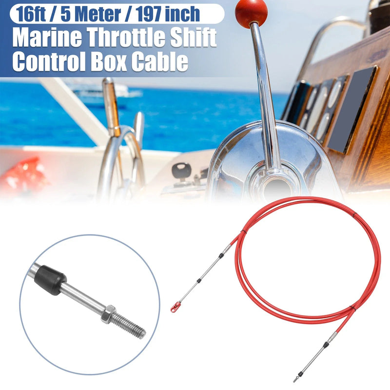 16ft Marine Throttle Shift Control Box Cable with Clevis Red