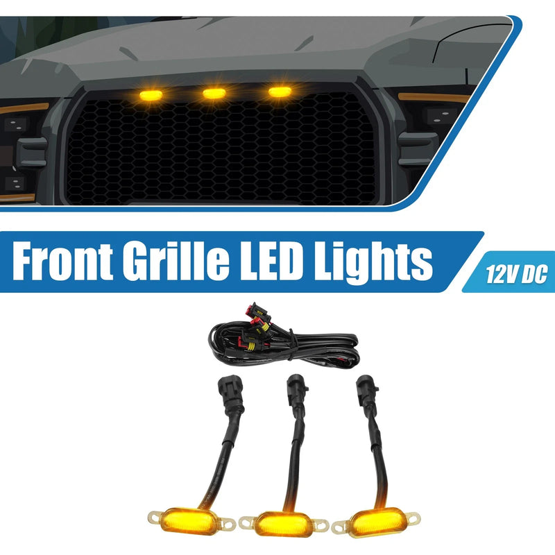 Ford F150 F250 F350 (2015-2023) Amber Black LED Front Grille Lights