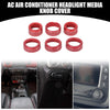 Jeep Wrangler (2018-2023) 6 x Pcs AC Headlight Media Switch Knob Cover Ring