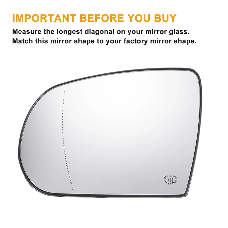 Jeep Cherokee, Compass Left Side Heated White Mirror Glass (2011-2023)