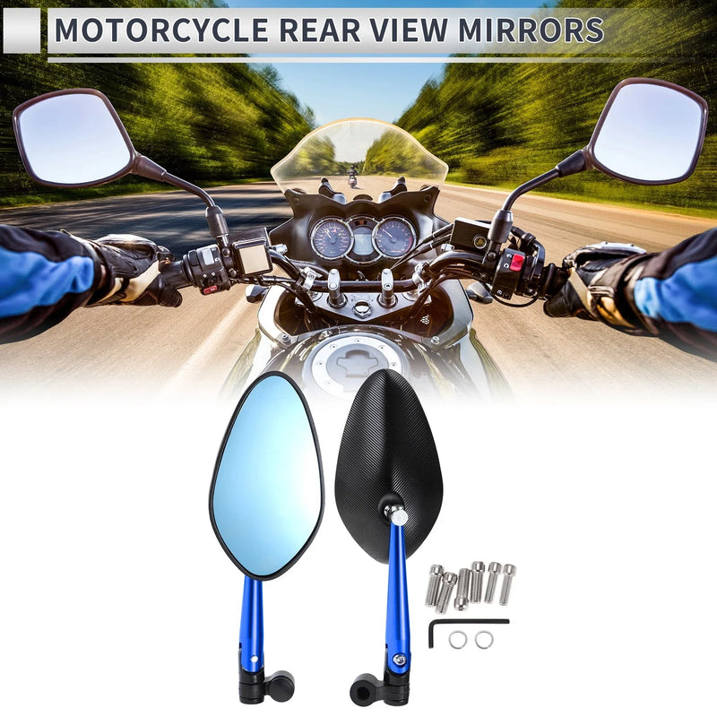 Motorcycle Rear View Mirror Handlebar Mirrors Black Blue Aluminum Alloy