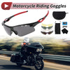 PC Cycling Sunglasses Set Motorcycle Riding Goggles Dark Gray Lens Red Frame
