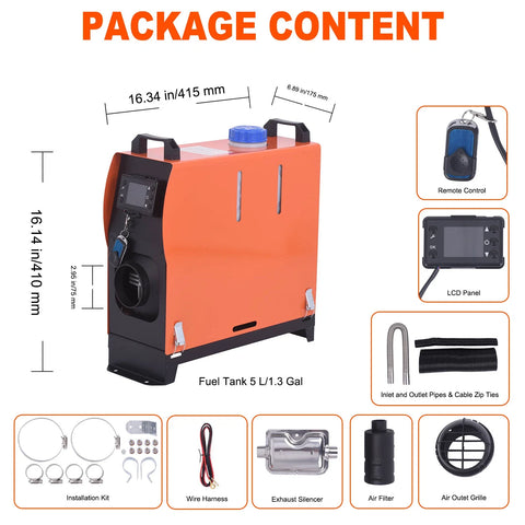 Car RV Indoors 12V 5KW Diesel Air Heater with LCD Remote Control