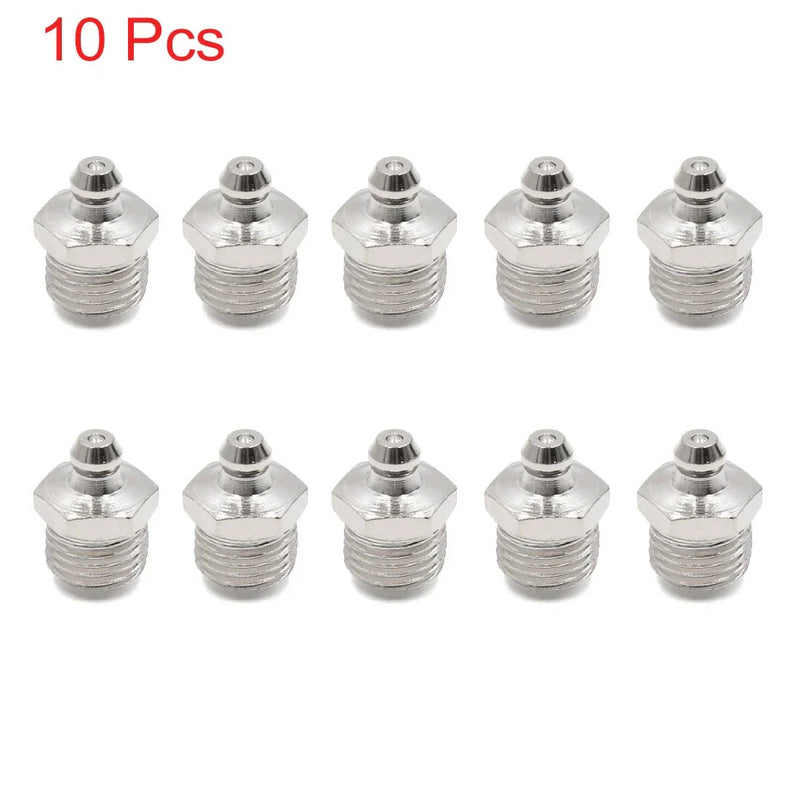 Motorcycle Car Grease Nipple Fitting / 10pcs 1/4" / Nickel Plated