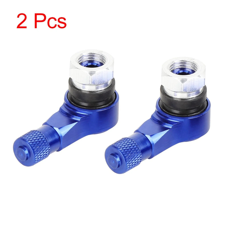 Motorcycle Scooter 2 x Aluminium Angled Tubeless Tire Valve Stem Blue