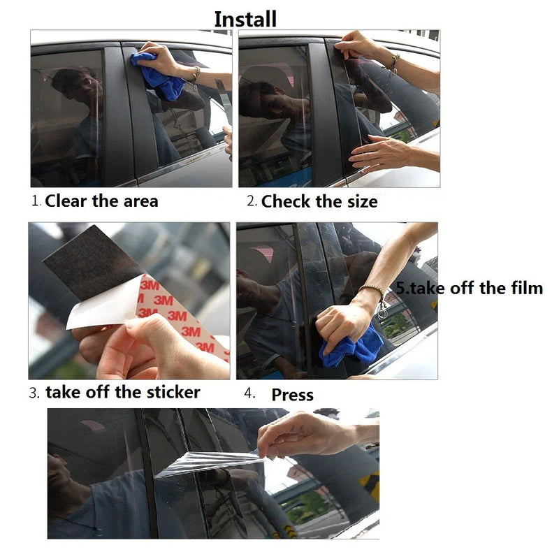 BMW 5-Series 6x Carbon Fiber Door Pillar Posts Cover Trim (1997–2003)