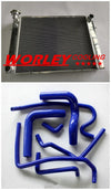 Holden V8 Commodore 44mm Aluminum Radiator & Blue Hoses (1988-1997)
