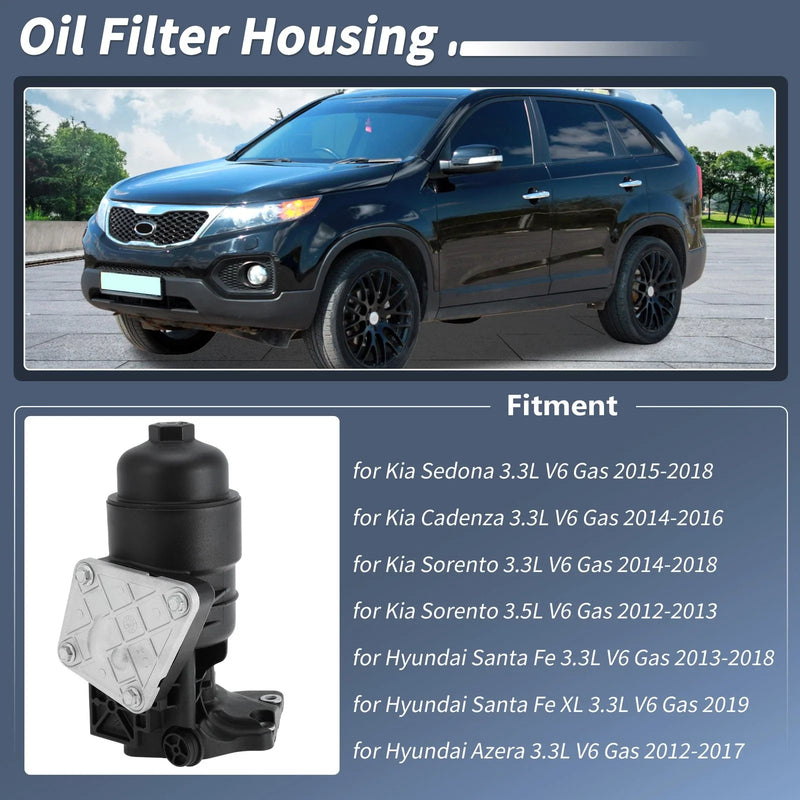 Hyundai Santa Fe, Kia Sorento 3.3L, 3.5L Oil Filter Housing (2006-2012)