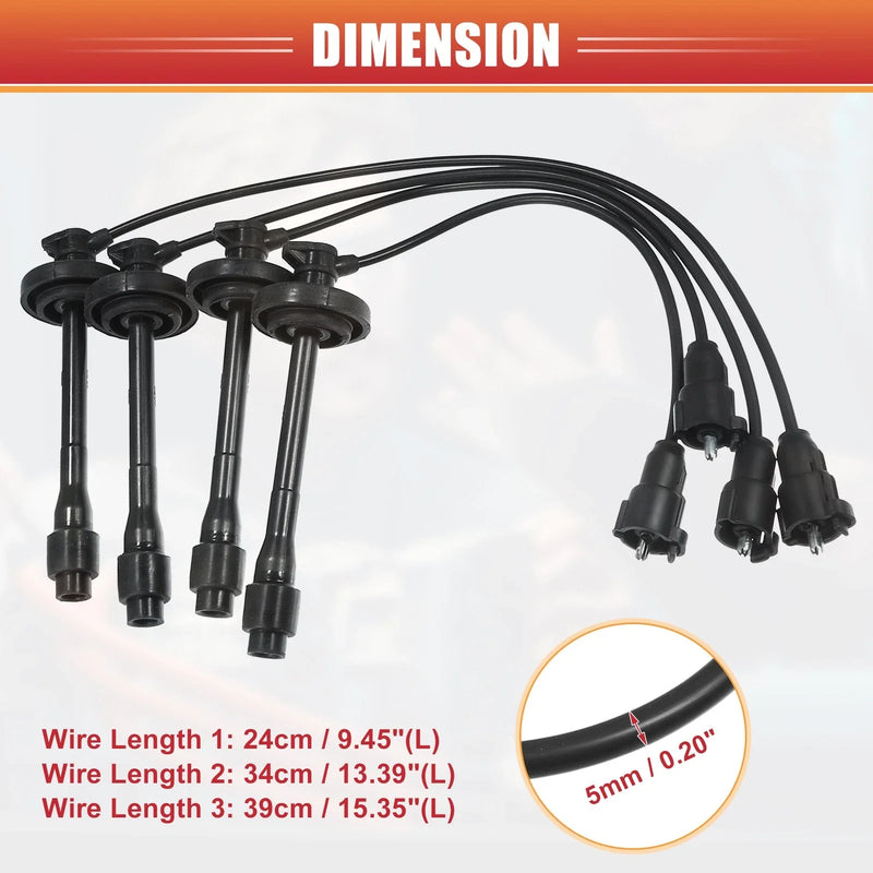 Toyota Corolla Chevrolet Prizm 4pcs Spark Plug Wire Ignition Coil Cable